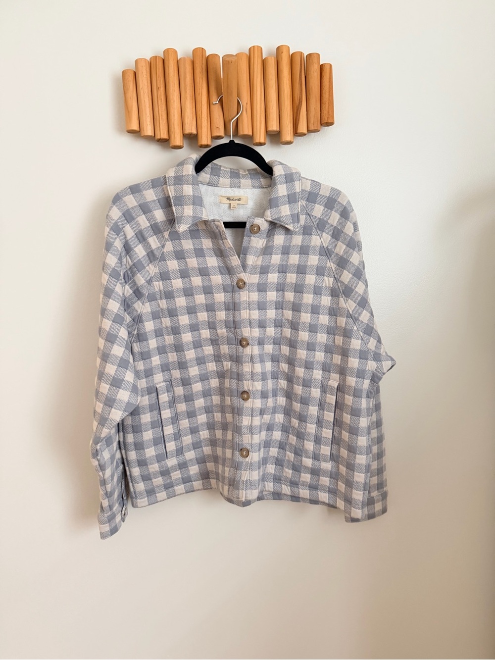 Madewell Light Blue & White Gingham Button-Down Shirt